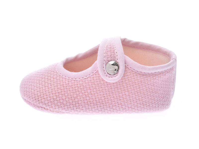 HERMES Hermes First Shoes Baby Shades: Embroidered with Shoe Pink Kids, canvas, canvas, canvas unused, unused silver.