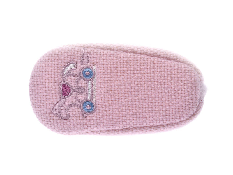 HERMES Hermes First Shoes Baby Shades: Embroidered with Shoe Pink Kids, canvas, canvas, canvas unused, unused silver.