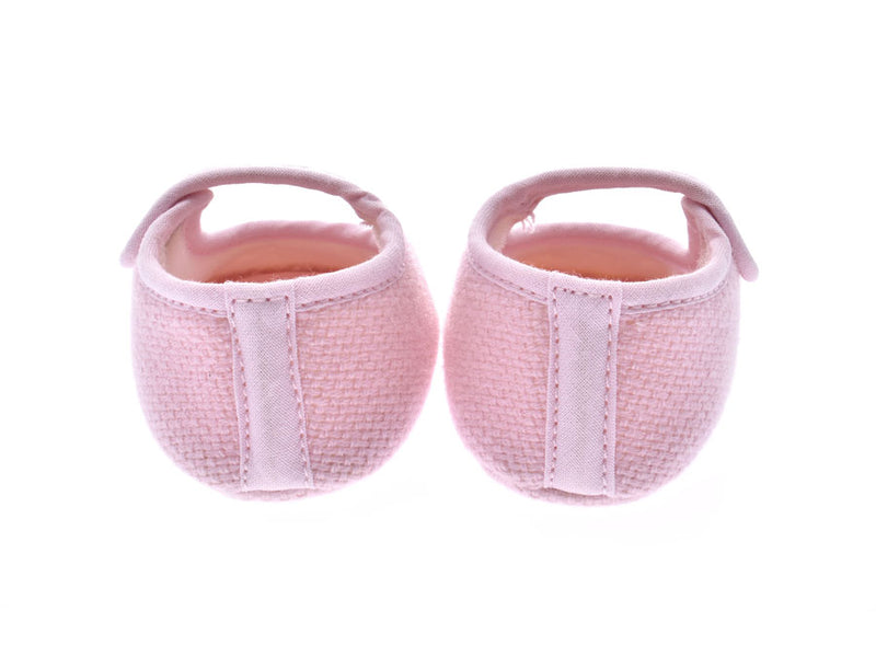 HERMES Hermes First Shoes Baby Shades: Embroidered with Shoe Pink Kids, canvas, canvas, canvas unused, unused silver.