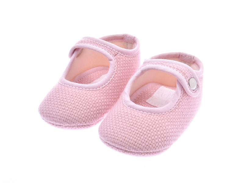 HERMES Hermes First Shoes Baby Shades: Embroidered with Shoe Pink Kids, canvas, canvas, canvas unused, unused silver.