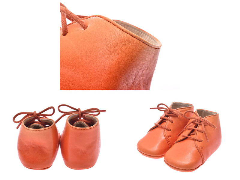 HERMES Hermes, First Shoes, Size 18, Baby Shoes, Shoes, Orange Kids, Leather, Brand Smalls AB Rank, Used Silver Bodhisattva.