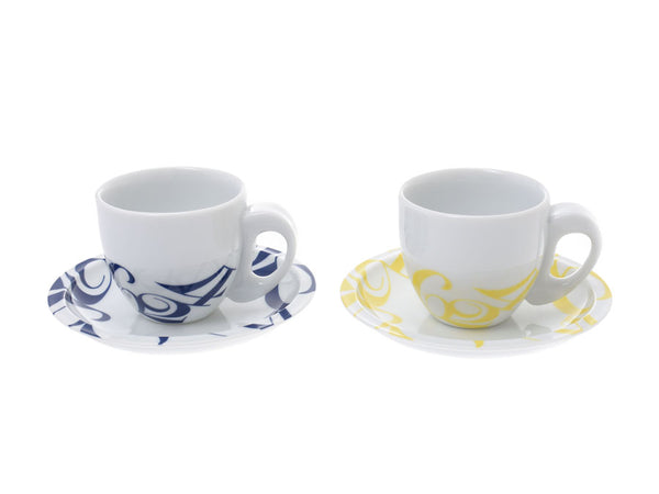FRANK MULLER Coffee Cup & Saucer Set White/Blue/Yellow Unisex Brand Accessories Unused Ginzo