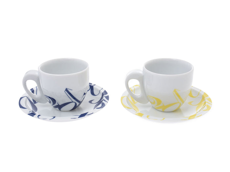 FRANK MULLER Coffee Cup & Saucer Set White/Blue/Yellow Unisex Brand Accessories Unused Ginzo