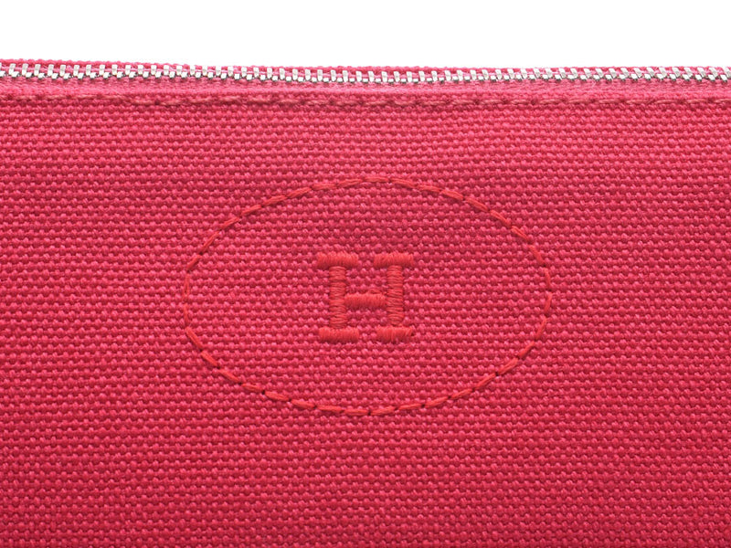 Hermes Bored Pouch MM Hibiscus Women's Canvas New HERMES Ginzo