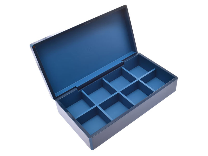 Hermes Faceted Tie Box Indigo Blue Men's Lacquer Wood Tie Storage Case New HERMES Box Ginzo