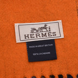 HERMES格子橙色/蓝色男女通用100％羊绒围巾