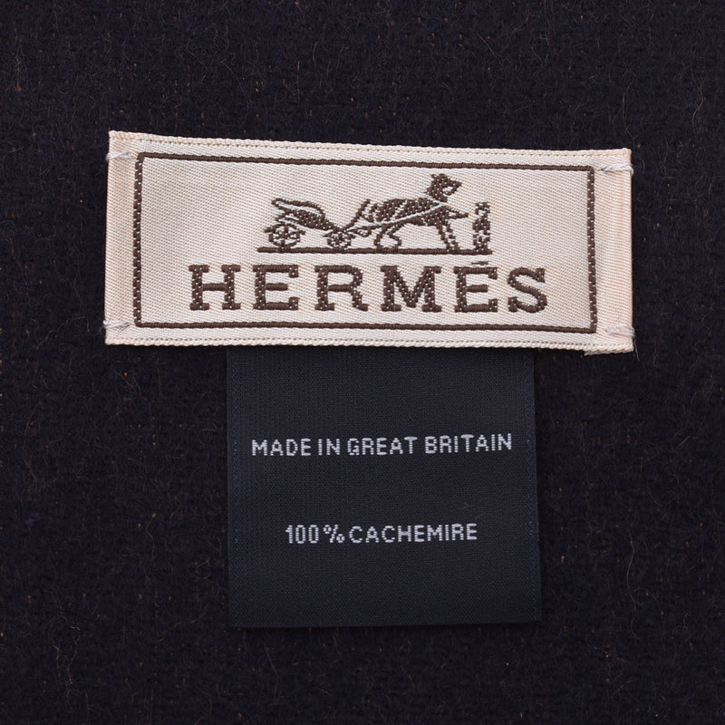 HERMES米色/黑色中性羊绒100％围巾