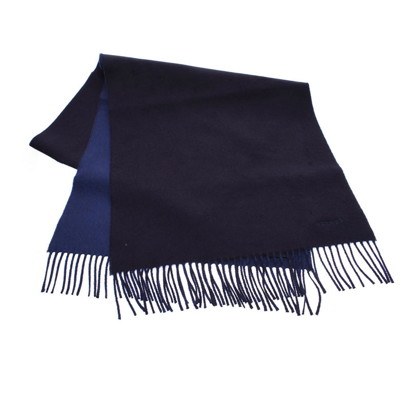 HERMES海军蓝/蓝色中性羊绒100％围巾