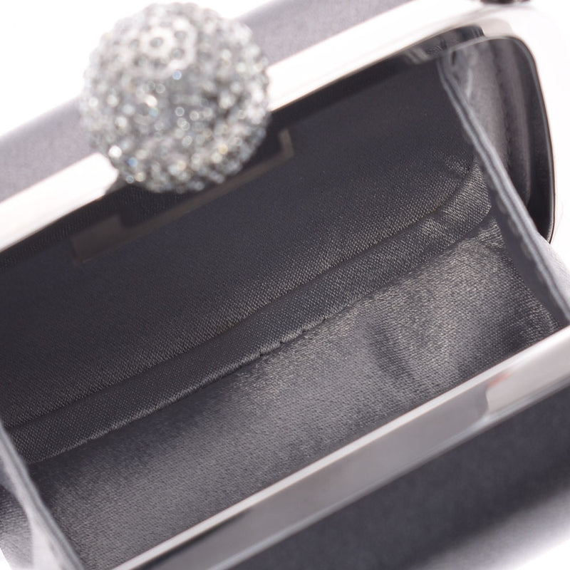 SWAROVSKI Swarovsky,Mini Pochet,Dark Gray,Silver Gold,Ladies,Leather,肩袋A Rank,使用银器