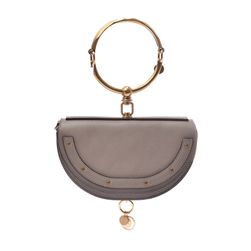 CHLOE Calfskin Small Nile Bracelet Minaudiere Bag Motty Grey