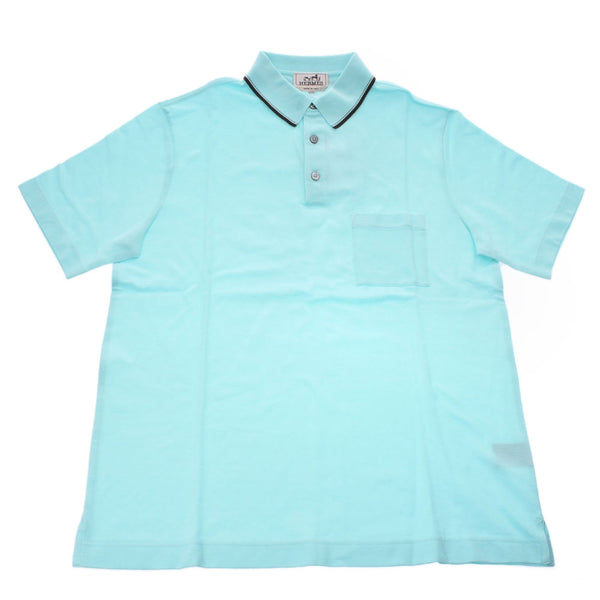 HERMES エルメス メンズポロシャツ 半袖  水色 サイズXL メンズ コットン100% ポロシャツ 新品 銀蔵