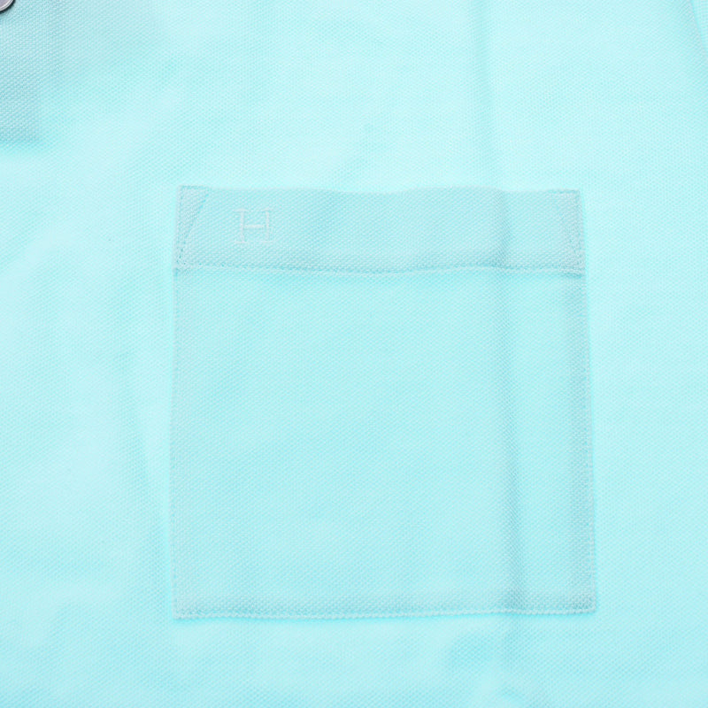 HERMES エルメス メンズポロシャツ 半袖  水色 サイズXL メンズ コットン100% ポロシャツ 新品 銀蔵