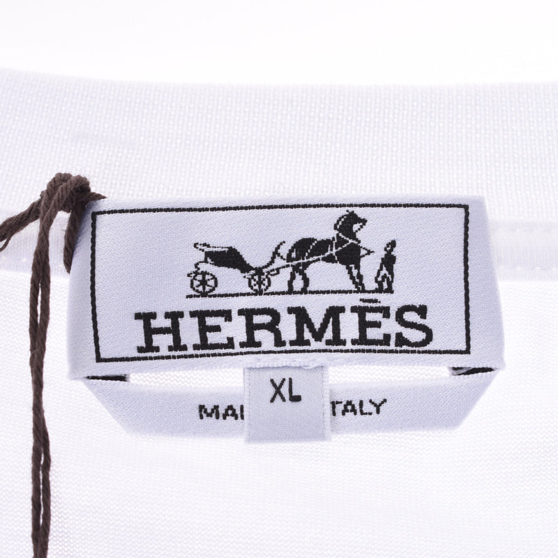 HERMES 爱马仕男士 T 恤 白色/灰色 尺寸 XL 男士棉/丝绸短袖衬衫新银仓库