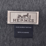 HERMES Black/Gray Unisex 100% Cashmere Scarf New Silver