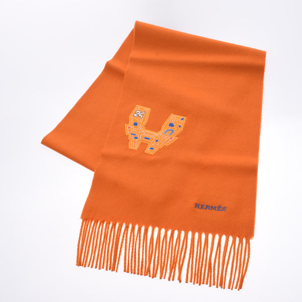 100% of HERMES Hermes IMPRIME HERMES ODYSEE orange unisex cashmere muffler new article silver storehouses