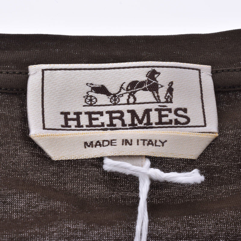 HERMES エルメス ODYSEE メンズTシャツ  カーキ系 サイズXL メンズ コットン/シルク 半袖シャツ 新品 銀蔵