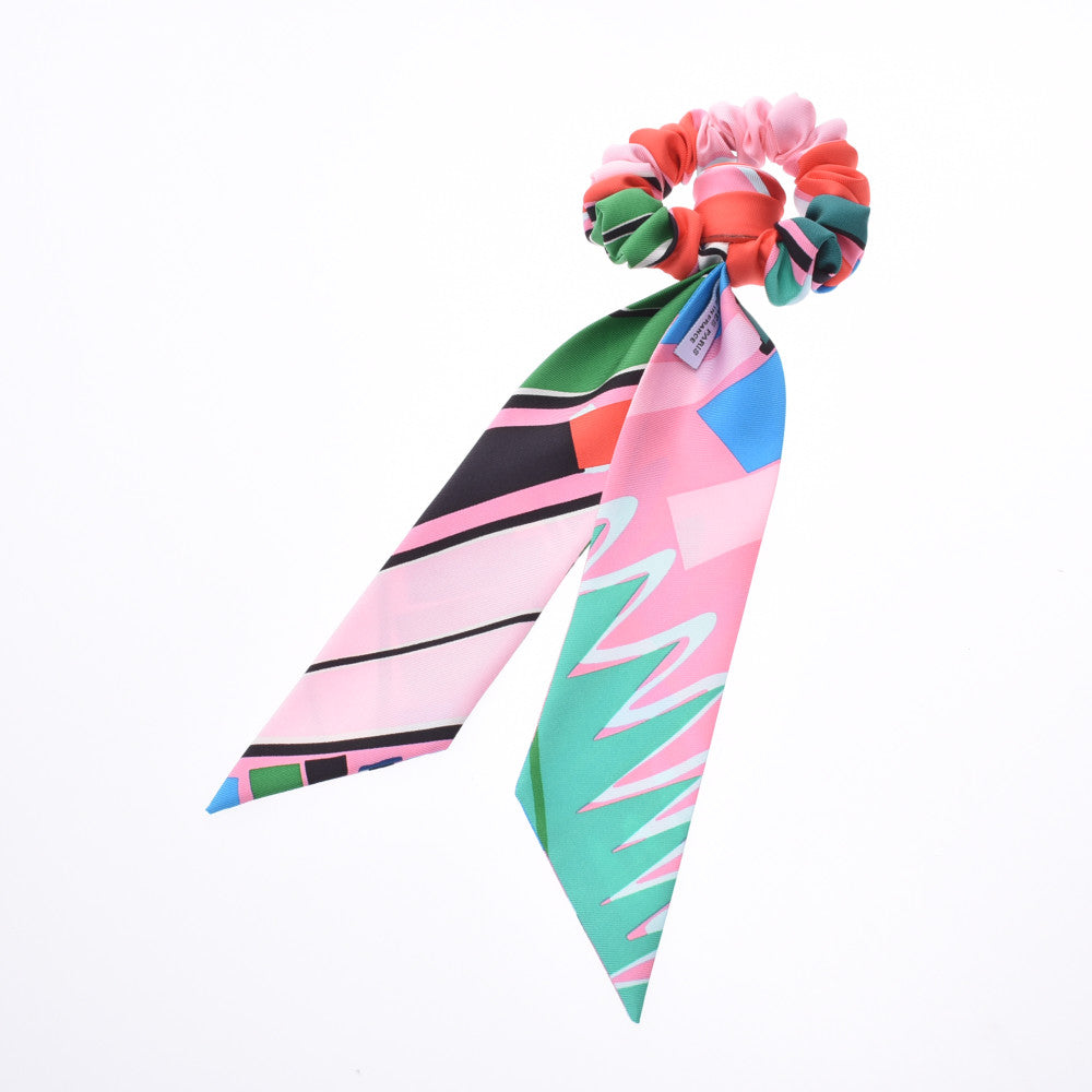 エルメスシュシュ ヘアアクセサリー ピンク/緑/黒 レディース シルク