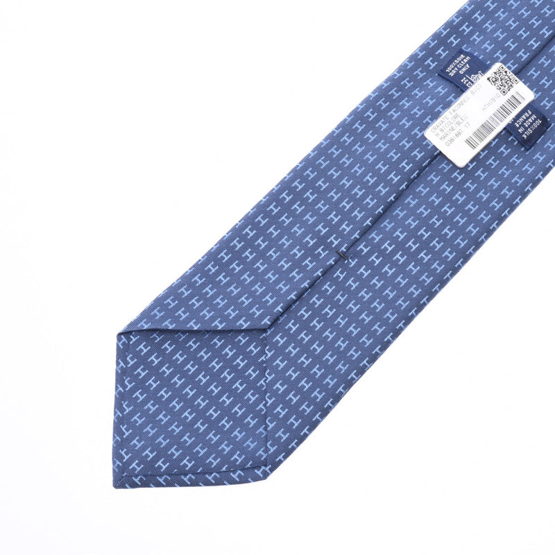 HERMES Hermes H Pattern Marine/Blue Men's Silk 100% Tie New Ginzo