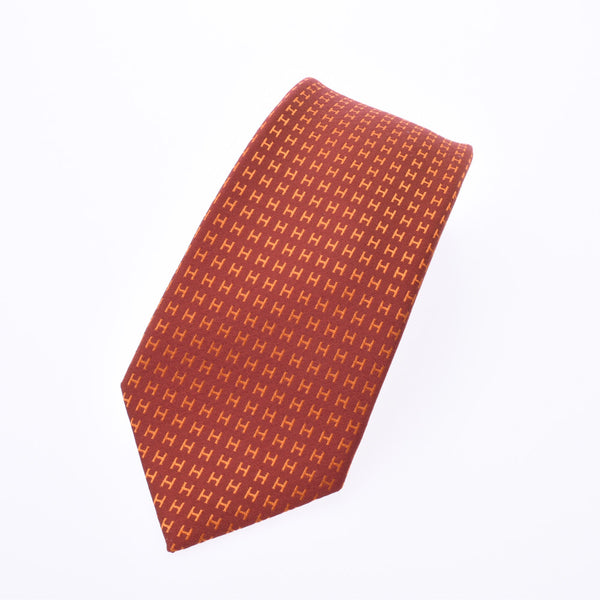 HERMES Hermes H Pattern Potilon/Orange Men's Silk 100% Tie