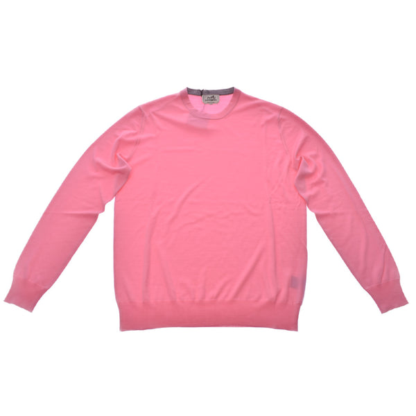 100% of HERMES Hermes crew neck long sleeves bubble-gum music (pink) size XL men wool knit new article silver storehouses