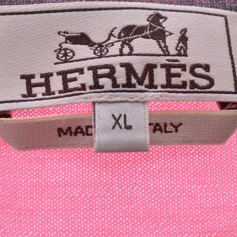 HERMES エルメス クルーネック 長袖 バブルガム（ピンク） サイズXL メンズ ウール100% ニット 新品 銀蔵