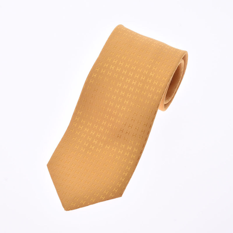 100% of HERMES Hermes H pattern ジョーヌ (yellow) men's silk tie new article silver storehouses