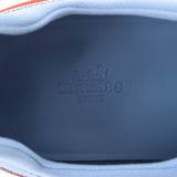 HERMES Stadium尺寸42 1/2白色/浅蓝色男士皮革/帆布运动鞋New Ginzo