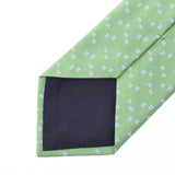 HERMES digital H pattern light green system men's 100% silk tie new silver