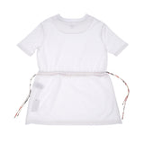 HERMES Hermes short sleeve waist silk belt white size 34 ladies 100% cotton cut and sewn new silver