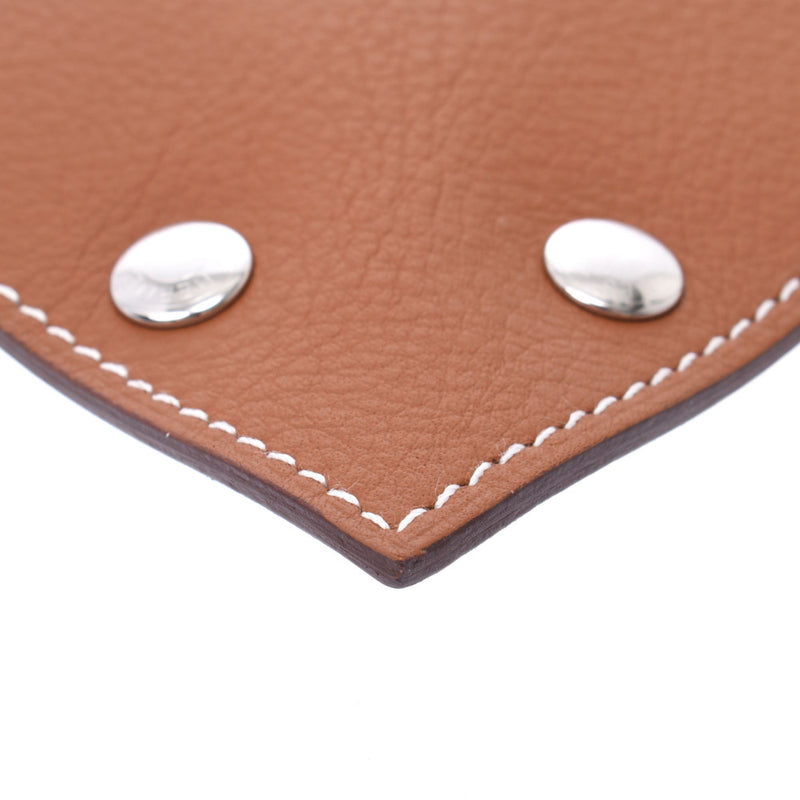 Hermes Hermes配件托盘双色茶/深蓝色银色Bruilding Z雕刻（2021年大约2021岁）英式皮革品牌配件新水池