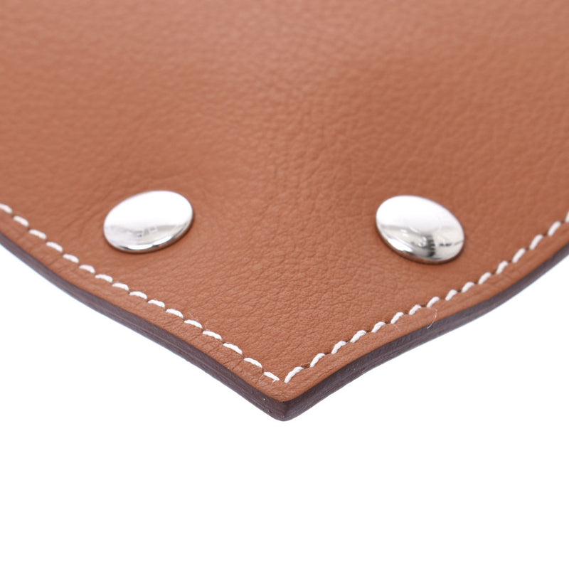 Hermes Hermes配件托盘双色茶/深蓝色银色Bruilding Z雕刻（2021年大约2021岁）英式皮革品牌配件新水池