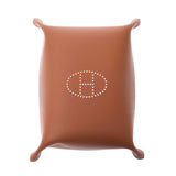 Hermes Hermes配件托盘双色茶/深蓝色银色Bruilding Z雕刻（2021年大约2021岁）英式皮革品牌配件新水池