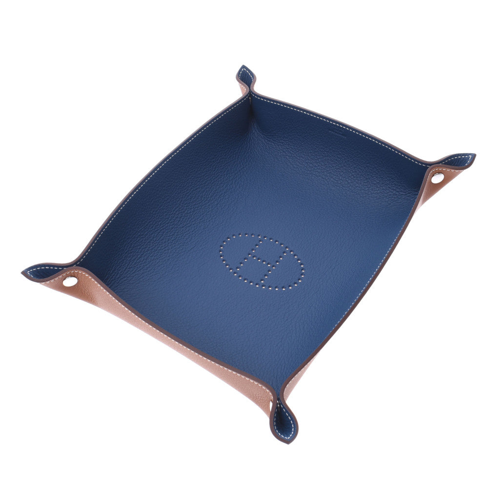 Hermes Accessories Tray Bicolor Tea / Dark Blue Silver Bracket Z