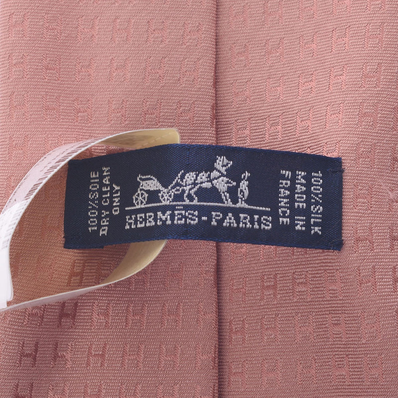 Hermes Hermes H Pattern Pink Men's Silk 100% Tie New Sink