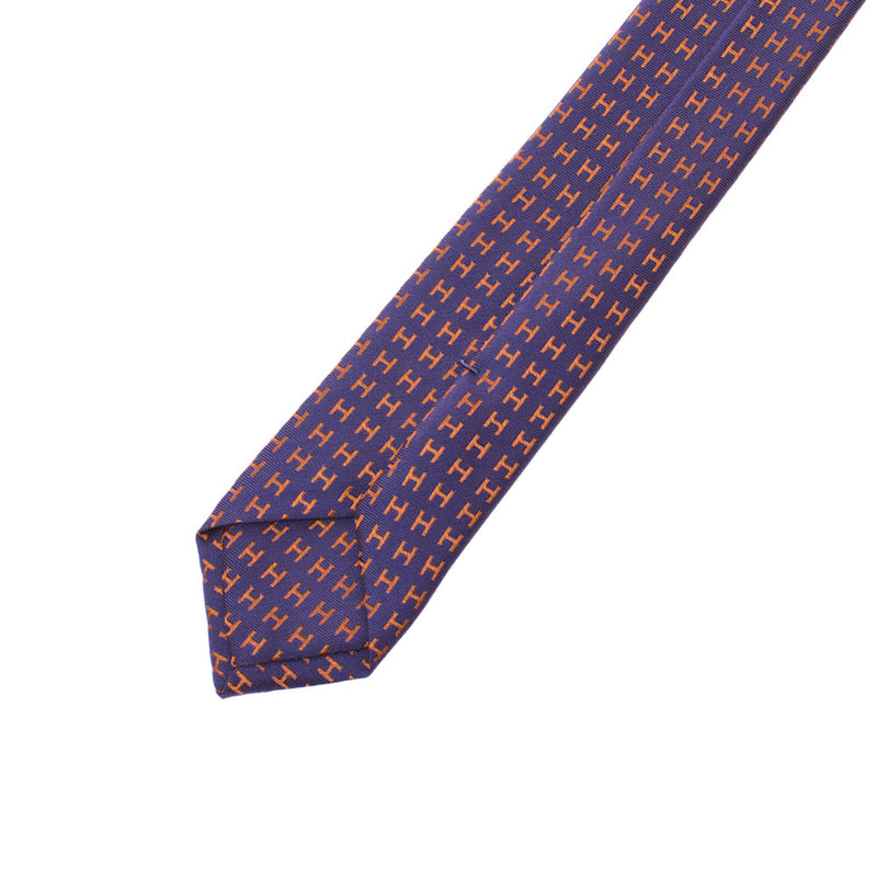 Hermes Hermes H型紫色/橙色男士丝绸100％领口新银