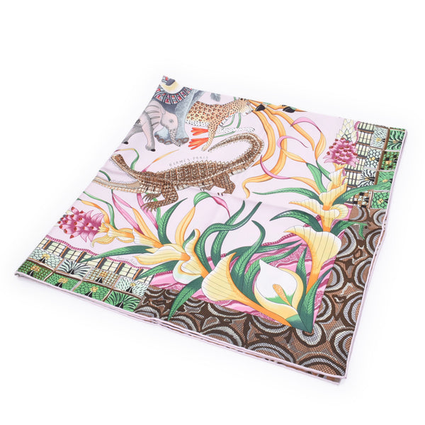 Hermes Hermes Calle 90 Zan Veggie River Marshin Pink / Multi Ladies Silk 100% Scarf New Sinkjo