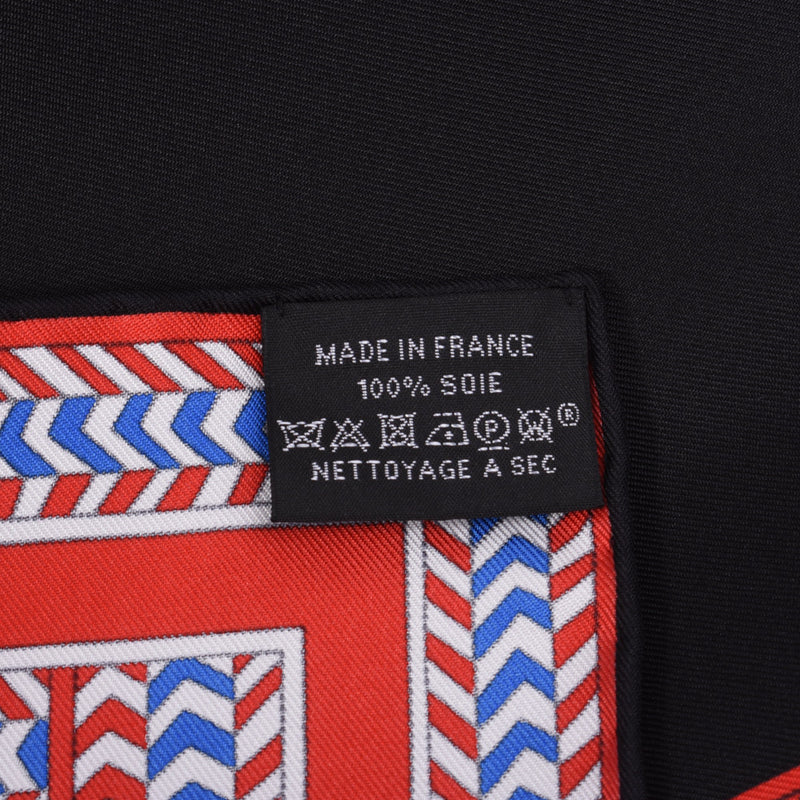 エルメス  カレ90 スカーフ 黒/赤