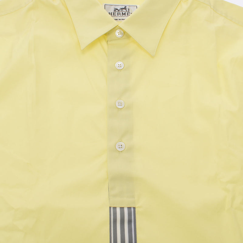Hermes Hermes酷领口recon黄色大小42男士棉100％短袖衬衫新硅格林