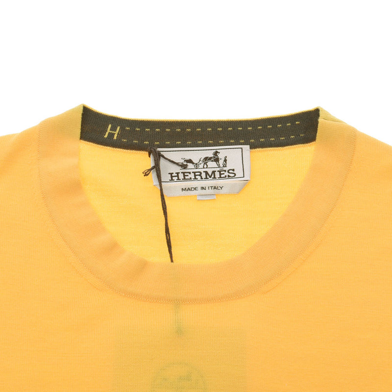 HERMES エルメス pull col rond クルーネックセーター 黄色 メンズ ウール100％ セーター 新品 銀蔵