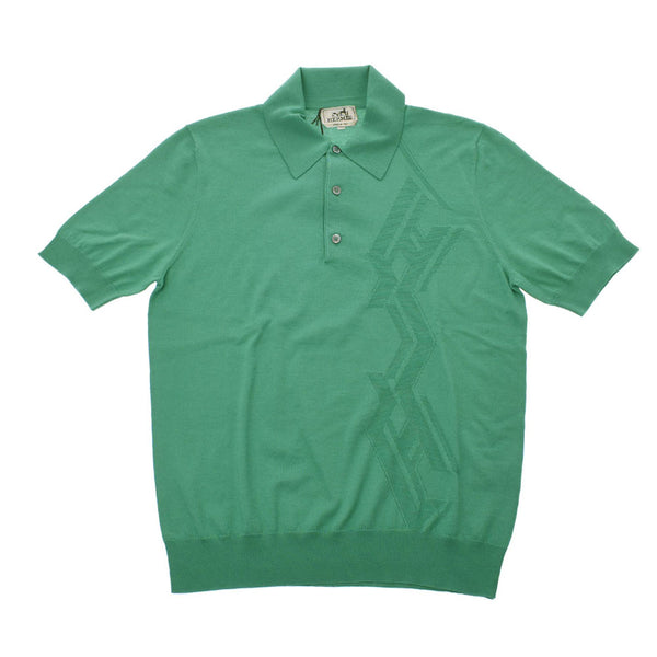 【父の日 5万以下】HERMES エルメス メンズポロシャツ 半袖  緑 メンズ カシミヤ60％ コットン40％ ポロシャツ 新品 銀蔵