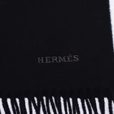 HERMES Hermes Rectovels Vicolor Black/Navy Unisex Cashmere 100 % Muffler New Ginzo