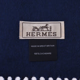 HERMES Hermes Rectovels Vicolor Navy/Blue Unisex Cashmere 100 % Muffler New Ginzo