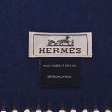 HERMES Hermes Rectovels Vicolor Yellow/Navy Unisex Cashmere 100 % Muffler New Ginzo