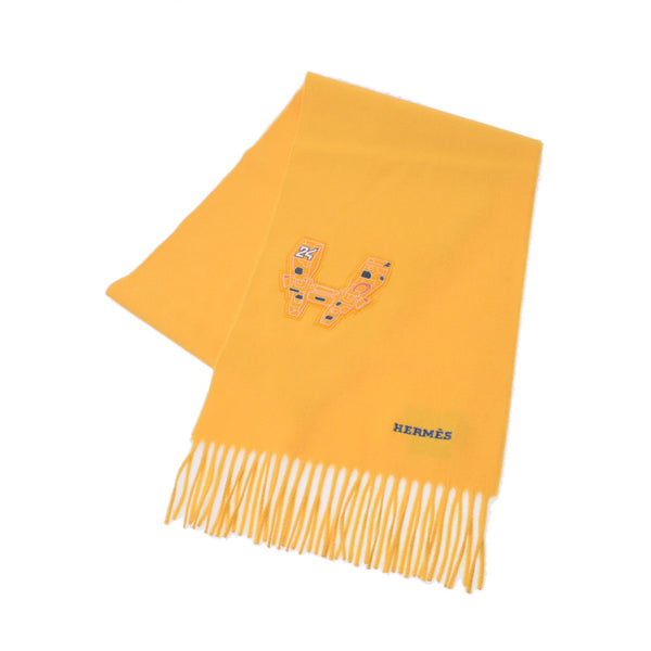 HERMES Hermes Space Univer City Yellow Unisex Cashmere 100 % Muffler New Ginzo