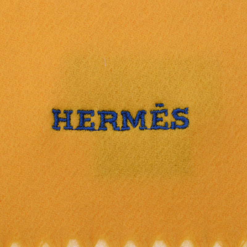 HERMES Hermes Space Univer City Yellow Unisex Cashmere 100 % Muffler New Ginzo