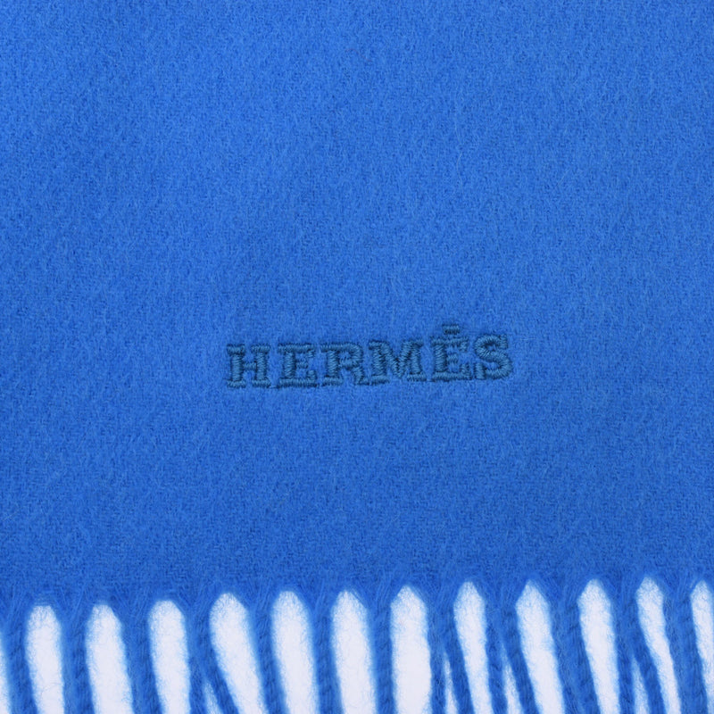 HERMES Hermes Hello Mr. Fariere Blue Unisex Cashmere 100 % Muffler New Ginzo