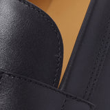 HERMES Hermes Destan Size 43 1/2 Black Silver Bracket Men's Calf Mokashin New Ginzo