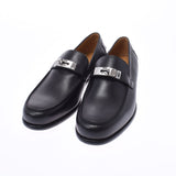 HERMES Hermes Destan Size 43 1/2 Black Silver Bracket Men's Calf Mokashin New Ginzo
