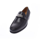 HERMES Hermes Destan Size 43 1/2 Black Silver Bracket Men's Calf Mokashin New Ginzo