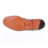 HERMES Hermes Destan Size 43 1/2 Black Silver Bracket Men's Calf Mokashin New Ginzo